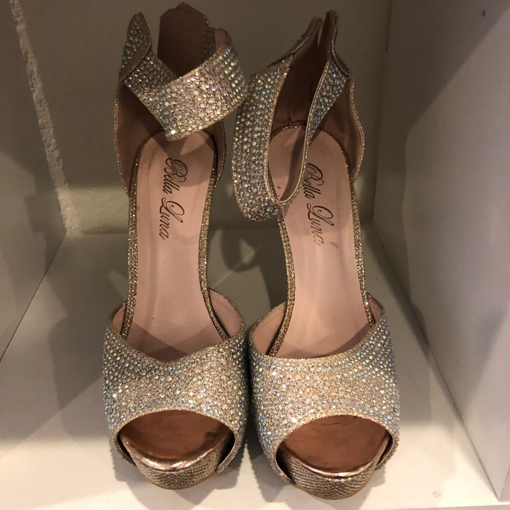 Glitter Rhinestone Platform Peep-Toe - Picture 2 of 5